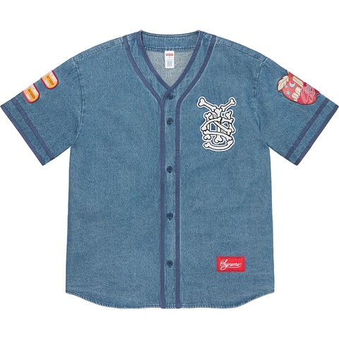 ウェア Supreme Patches Denim Baseball Jersey Patches Denim Baseball Jersey - spring/summer 2021 - Supreme