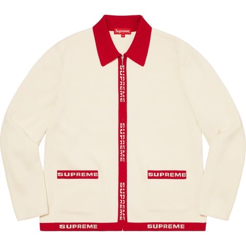 （L）supreme Logo Trim Zip Up Cardigan Logo Trim Zip Up Cardigan - spring/summer 2021 - Supreme
