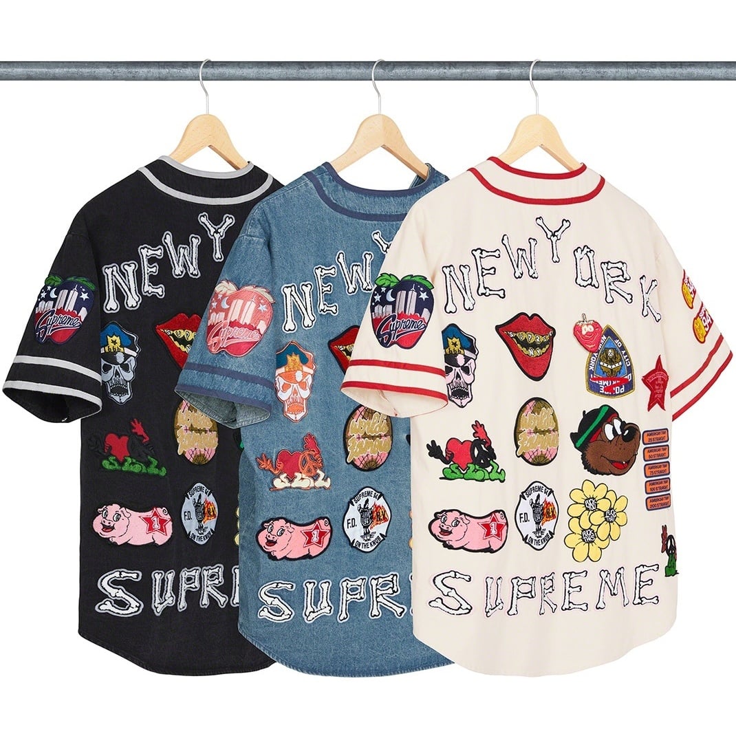 Patches Denim Baseball Jersey - spring/summer 2021 - Supreme