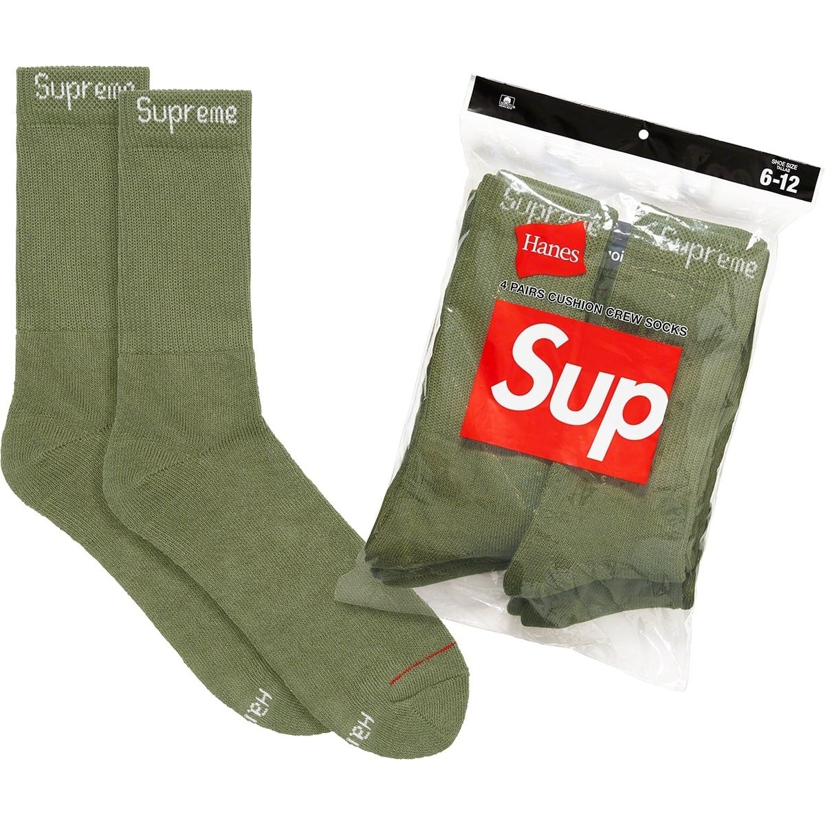 Supreme Supreme®/Hanes® Crew Socks (4 Pack) (spring/summer 2022) - $24.00