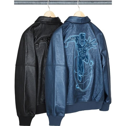マクレガー　レザージャケット　supreme Supreme - Jacket Varsity Leather Surfer Silver ジャケット・アウター
