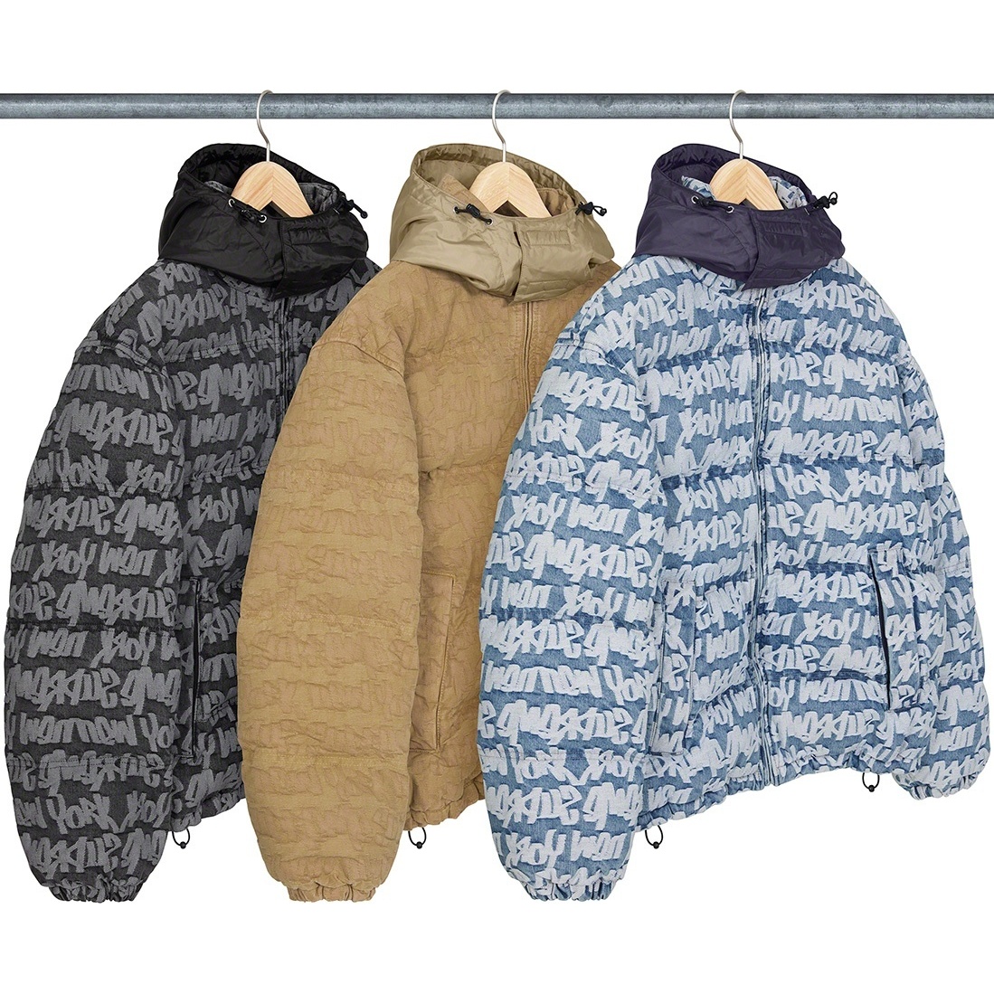 supreme fat tip jacquard30サイズ Fat Tip Jacquard Denim Puffer Jacket - Supreme
