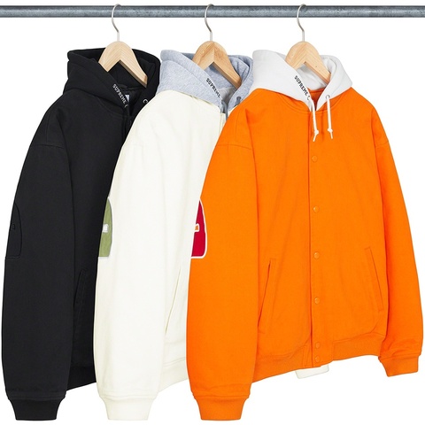 Hooded Twill Varsity Jacket - SupremeCommunity