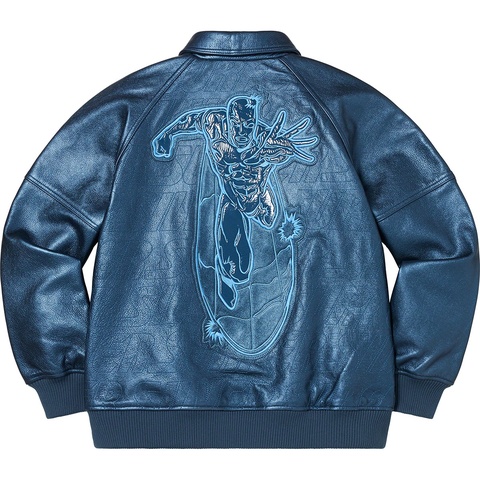 Silver Surfer Leather Varsity Jacket - Supreme