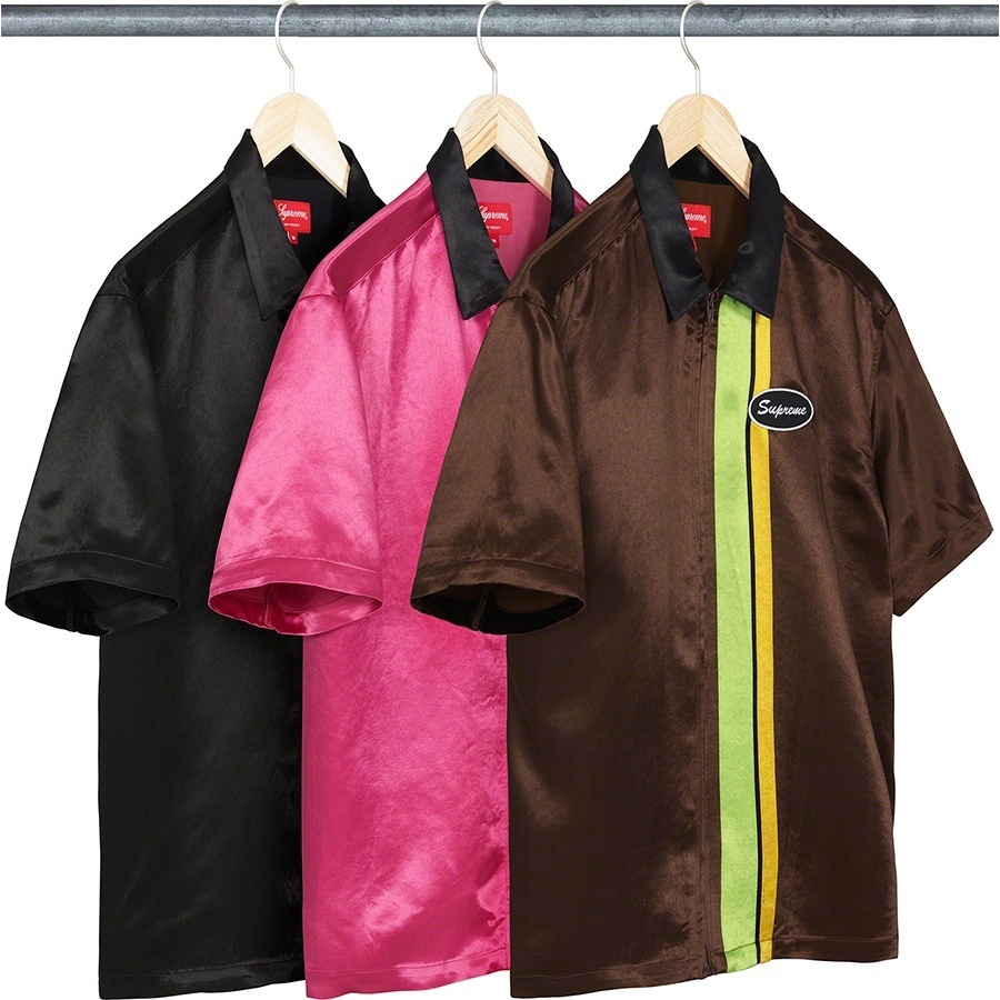 Satin Zip Up S/S Work Shirt - SupremeCommunity