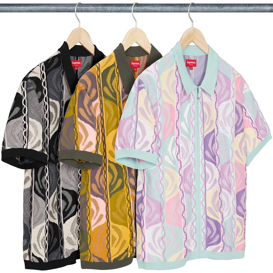 トップス Supreme Abstract Textured Zip Up Polo Abstract Textured Zip Up Polo - spring/summer 2022 - Supreme