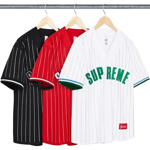 Rhinestone Stripe Baseball Jersey - Supreme