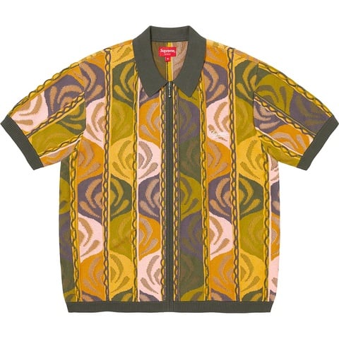 Supreme Abstract Textured Zip Up Polo - Colorway