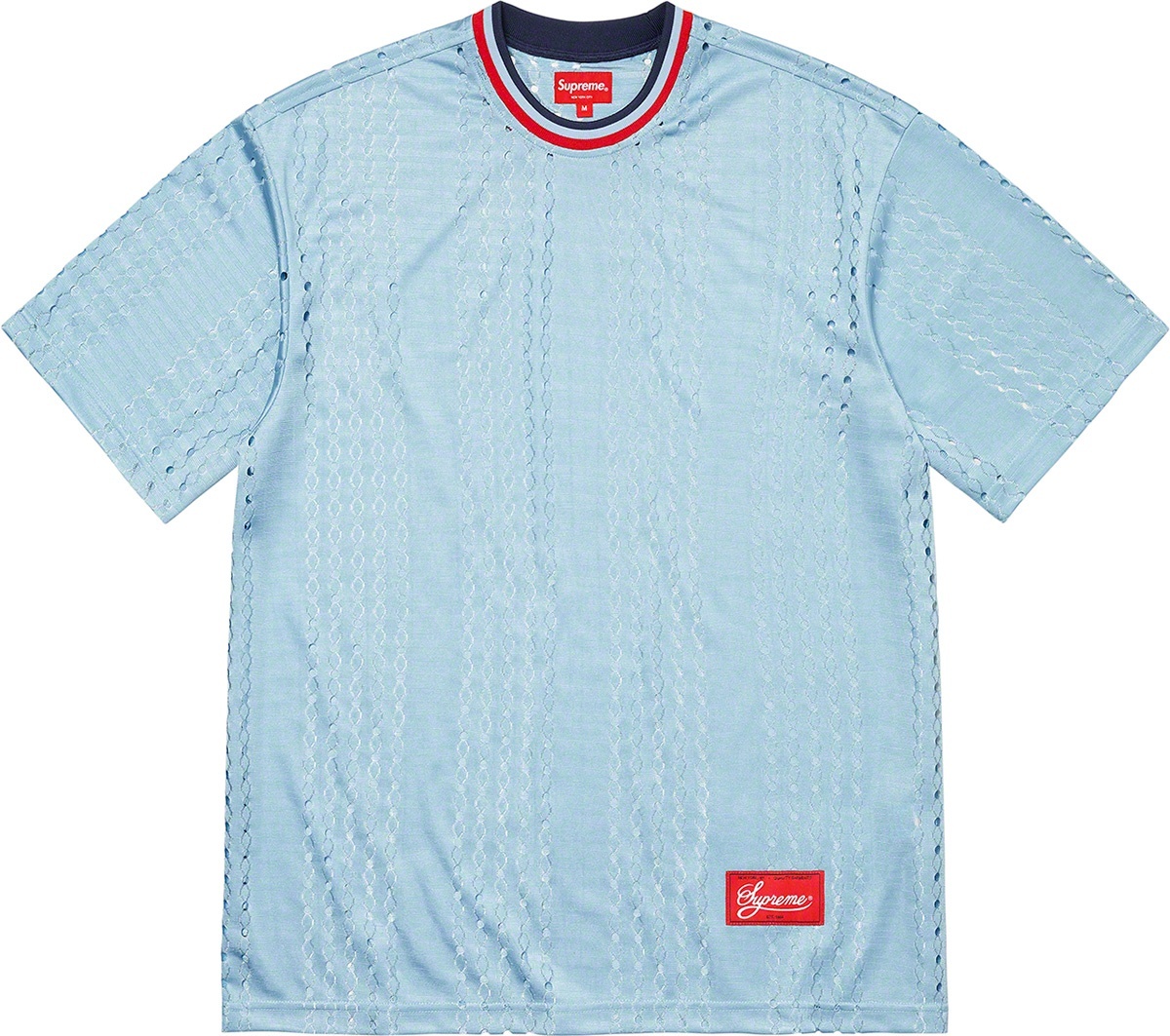 Supreme Perforated Stripe Warm Up Top (SS22) - $78