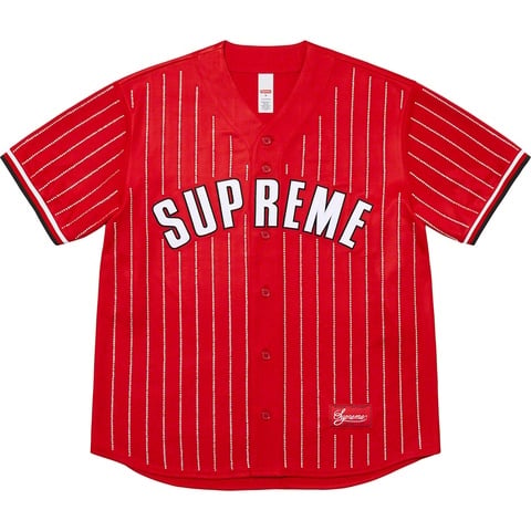 Rhinestone Stripe Baseball Jersey - Supreme