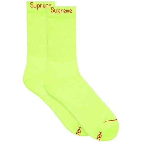 Supreme Supreme®/Hanes® Crew Socks (4 Pack - Fluorescent Yellow) - $26.00