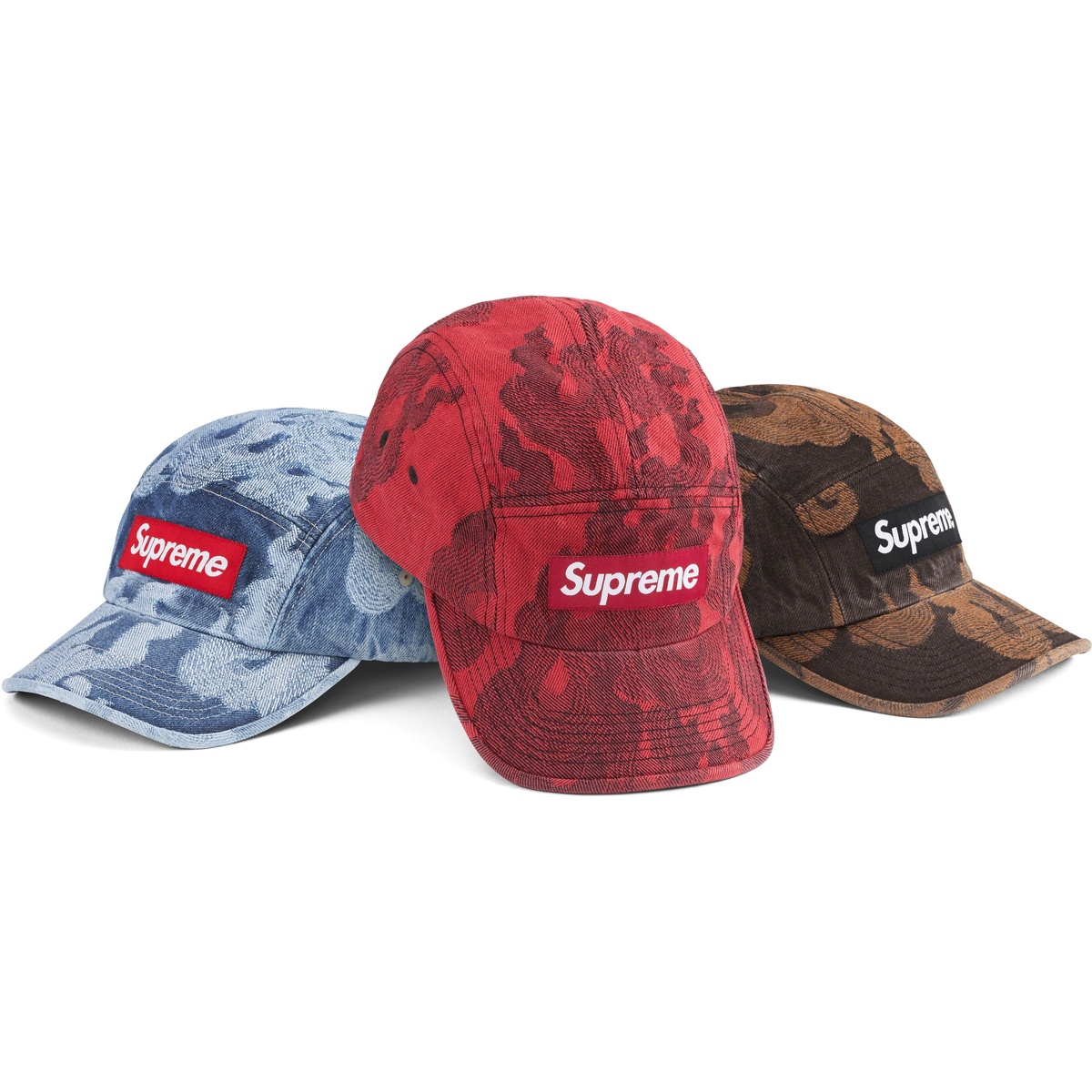 Flames Jacquard Denim Camp Cap - Supreme