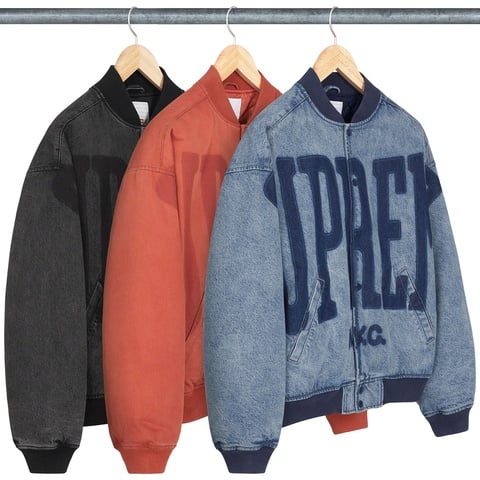 ジャケット・アウター Supreme Knockout Varsity Jacket Washed Knockout Denim Varsity Jacket - Supreme