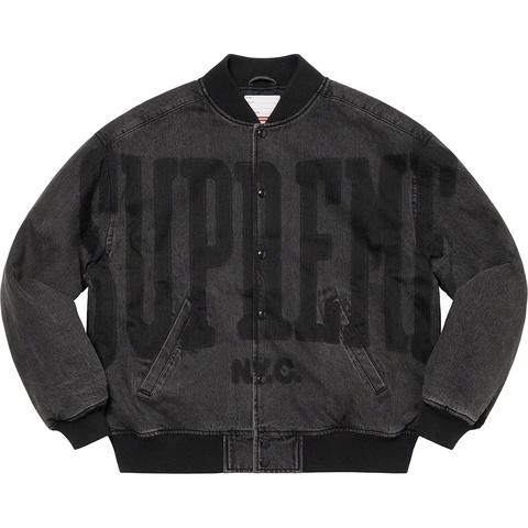 Washed Knockout Denim Varsity Jacket - Supreme