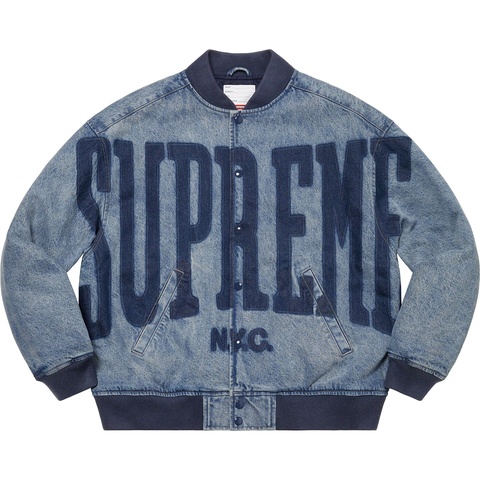 Supreme Washed Knockout Denim Varsity Jacket - [hidden]