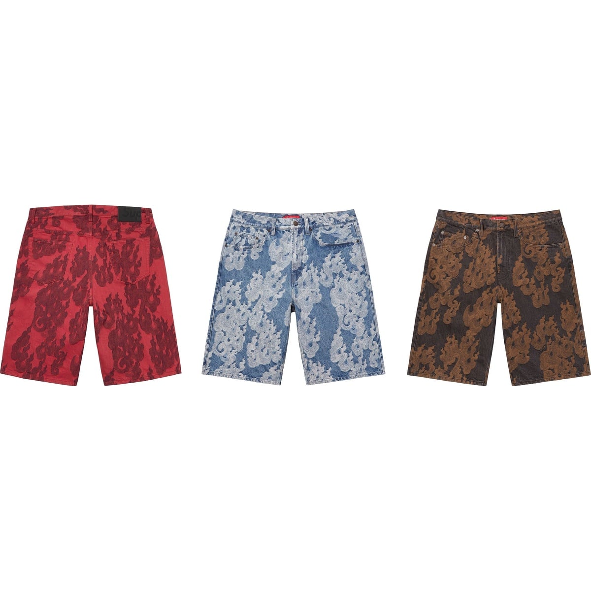 パンツ supreme Flames Jacquard Denim Shorts Flames Jacquard Baggy Denim Short - Supreme