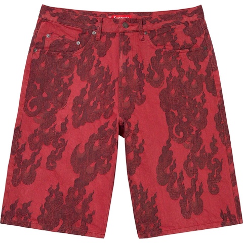 Supreme　FlamesJacquardBaggyDenimShort　34 Flames Jacquard Baggy Denim Short - Supreme