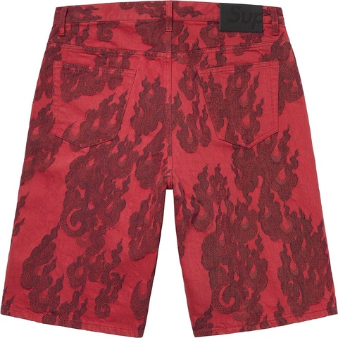 Flames Jacquard Baggy Denim Short - Supreme