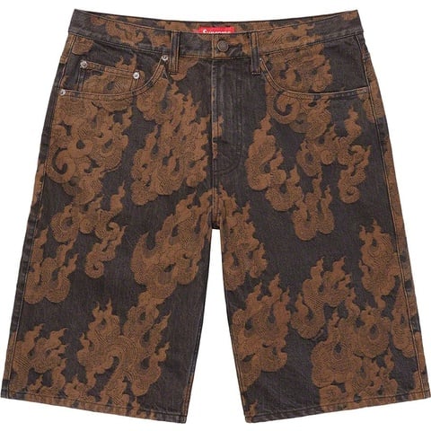 パンツ supreme Flames Jacquard Denim Shorts Flames Jacquard Baggy Denim Short - Supreme