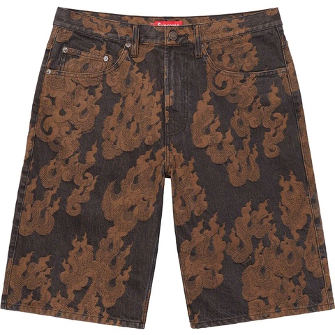 Flames Jacquard Baggy Denim Short - Supreme