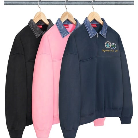 Denim Collar Half Zip Sweatshirt - Supreme