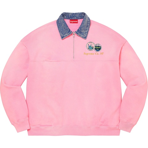 Denim Collar Half Zip Sweatshirt - Supreme