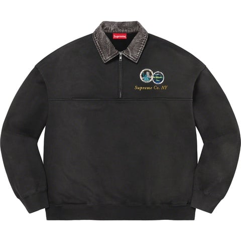 Denim Collar Half Zip Sweatshirt - Supreme