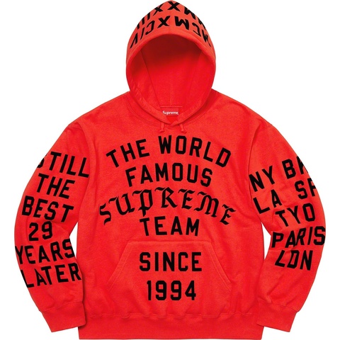 Supreme Team Flocked Hooded Sweatshirt - Supreme