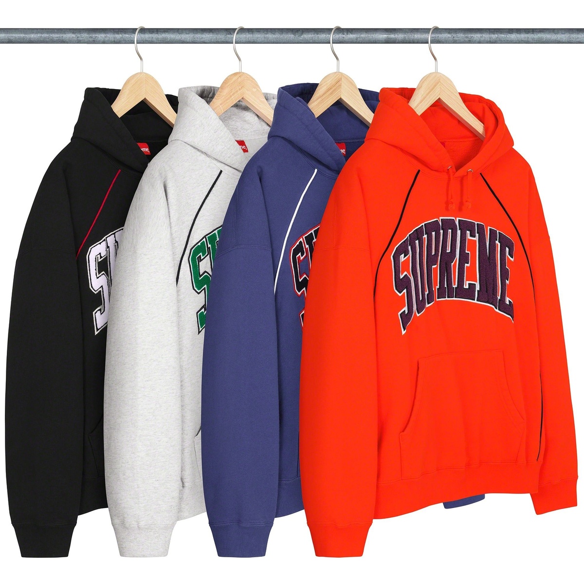 Boxy Piping Arc Hooded Sweatshirt - SupremeCommunity