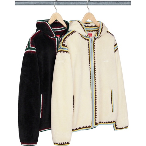 Crochet Edge Hooded Zip Up Top - Supreme