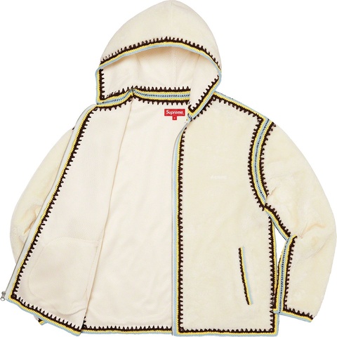 Crochet Edge Hooded Zip Up Top - Supreme