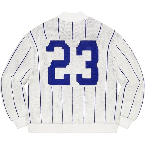 Pinstripe Varsity Zip Up Sweater - Supreme