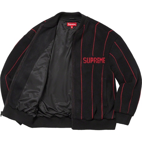 ジャケット・アウター Supreme Pinstripe Varsity Zip Up Sweater Pinstripe Varsity Zip Up Sweater - Supreme