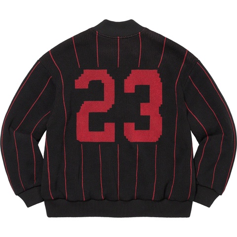 Pinstripe Varsity Zip Up Sweater - Supreme
