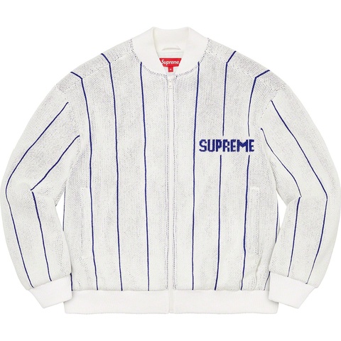 Supreme Pinstripe Varsity Zip Up Sweater - [hidden]
