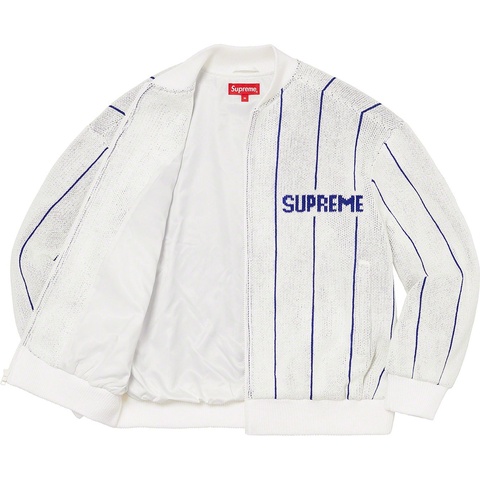 ジャケット・アウター Supreme Pinstripe Varsity Zip Up Sweater Pinstripe Varsity Zip Up Sweater - Supreme
