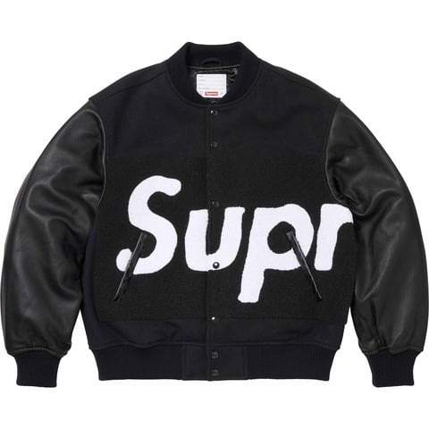 Supreme Big Logo Chenille Varsity Jacket - Black