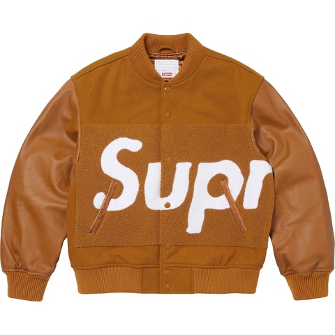 Supreme Big Logo Chenille Varsity Jacket - Mustard