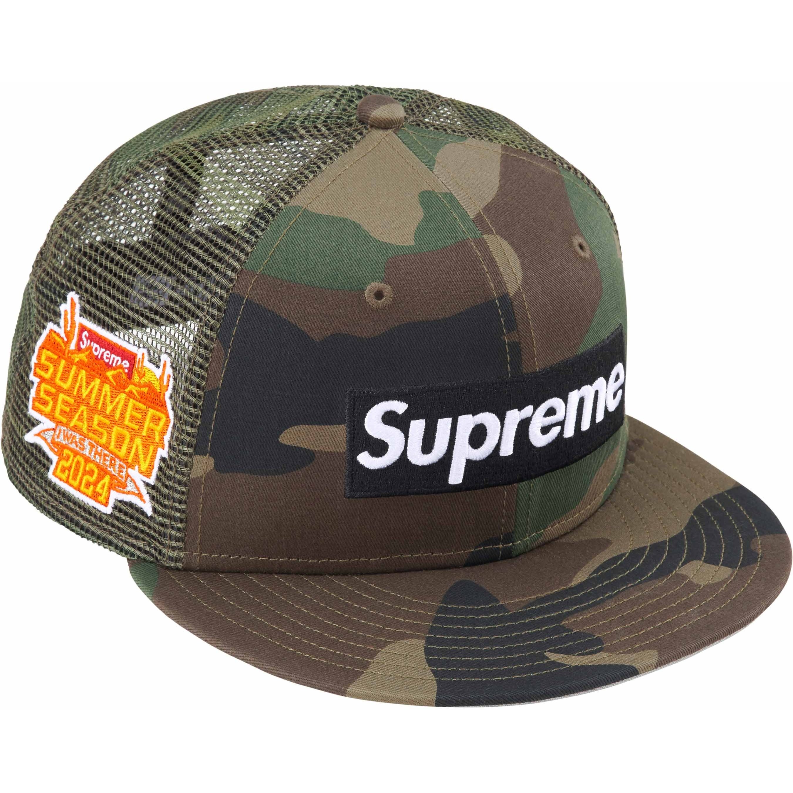Supreme Box Logo Mesh Back New Era (SS24) - Woodland Camo - $54