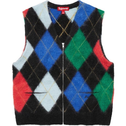y*i様 SUPREME 24SS BRUSHED ARGYLE ZIP UP Brushed Argyle Zip Up Vest - spring/summer 2024 - Supreme