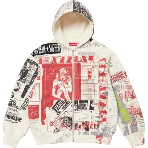 Supreme Collage Zip Up Hooded Sweatshirt - White