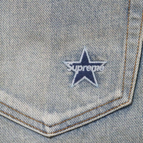 Supreme Distressed Loose Fit Selvedge Jean - Washed Indigo