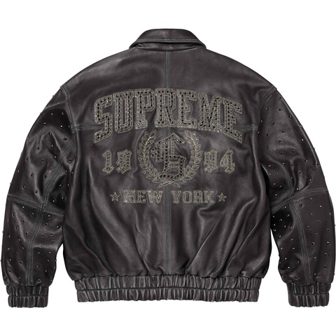 Supreme Gem Studded Leather Jacket - Black