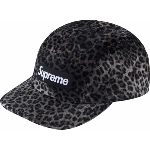 Supreme Leopard Velvet Camp Cap - Black