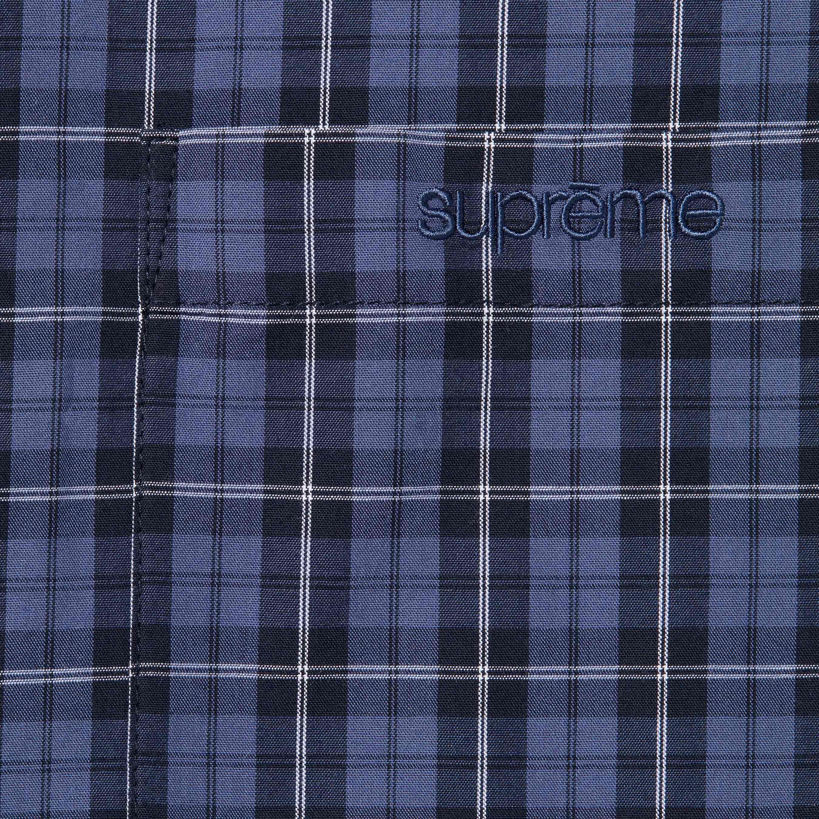 Supreme Loose Fit Mini Plaid S S Shirt (SS24) - Navy - $128