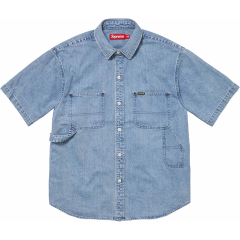 Supreme Loose Fit S/S Denim Painter Shirt - Washed Blue