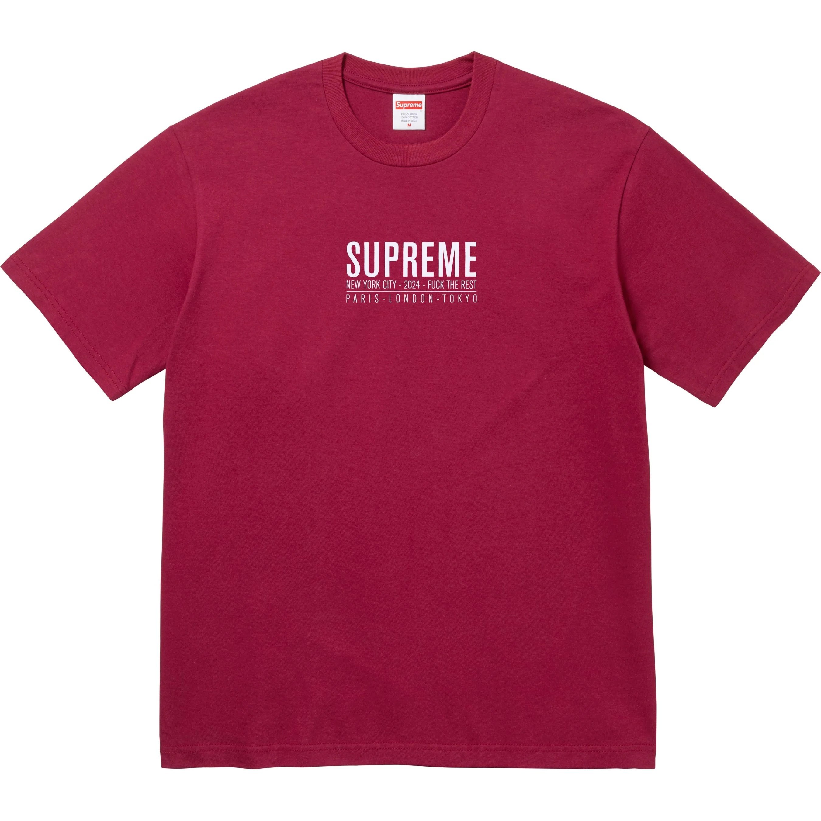 Supreme Paris Tee (SS24) - Cardinal - $40