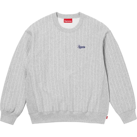 Supreme Pinstripe Crewneck - Heather Grey