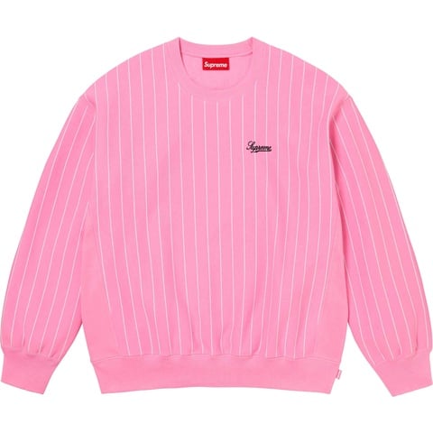 Supreme Pinstripe Crewneck - Pink