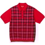 Supreme Plaid Knit S S Polo (SS24) - Red